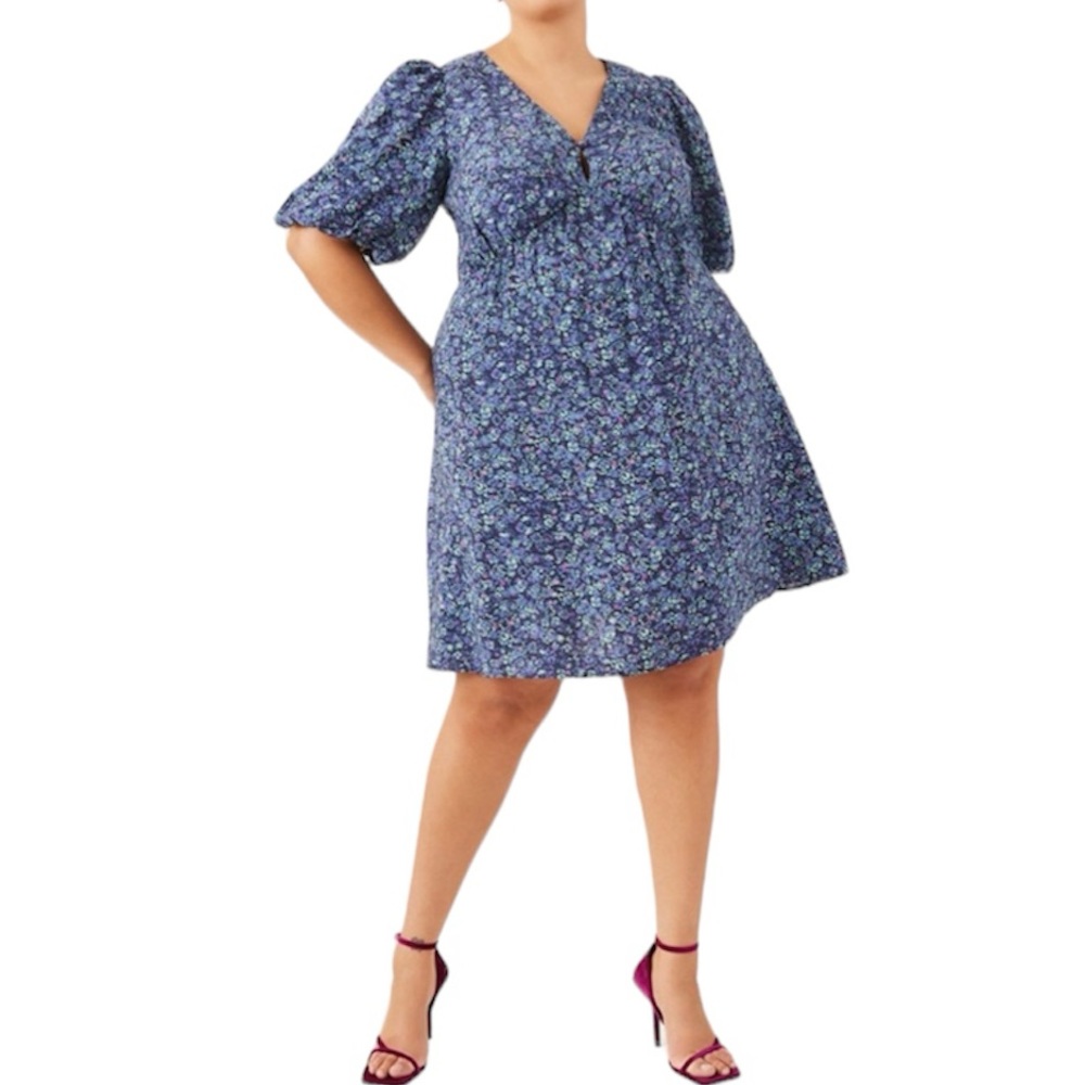 Addition Elle floral Printed Woven Dress with V-Neck, Responsible Fabric…